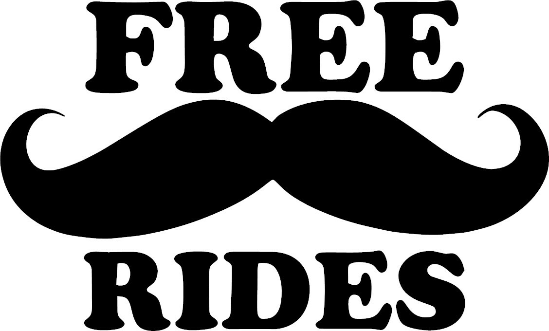 Free Mustache Rides Zero F**ks Given Sticker Funny gift Logo Vinyl Decal