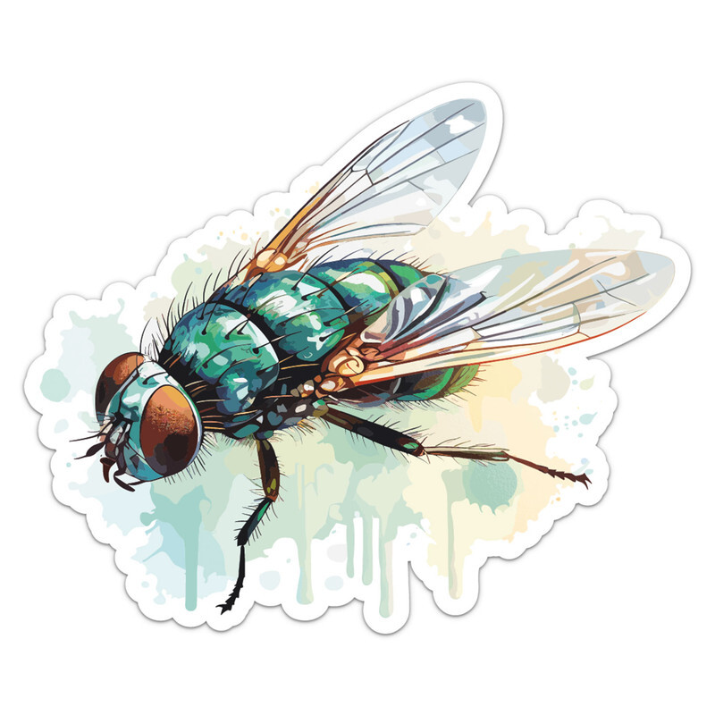 Watercolor Housefly Vinyl Decal Waterproof Car Bumper Sticker