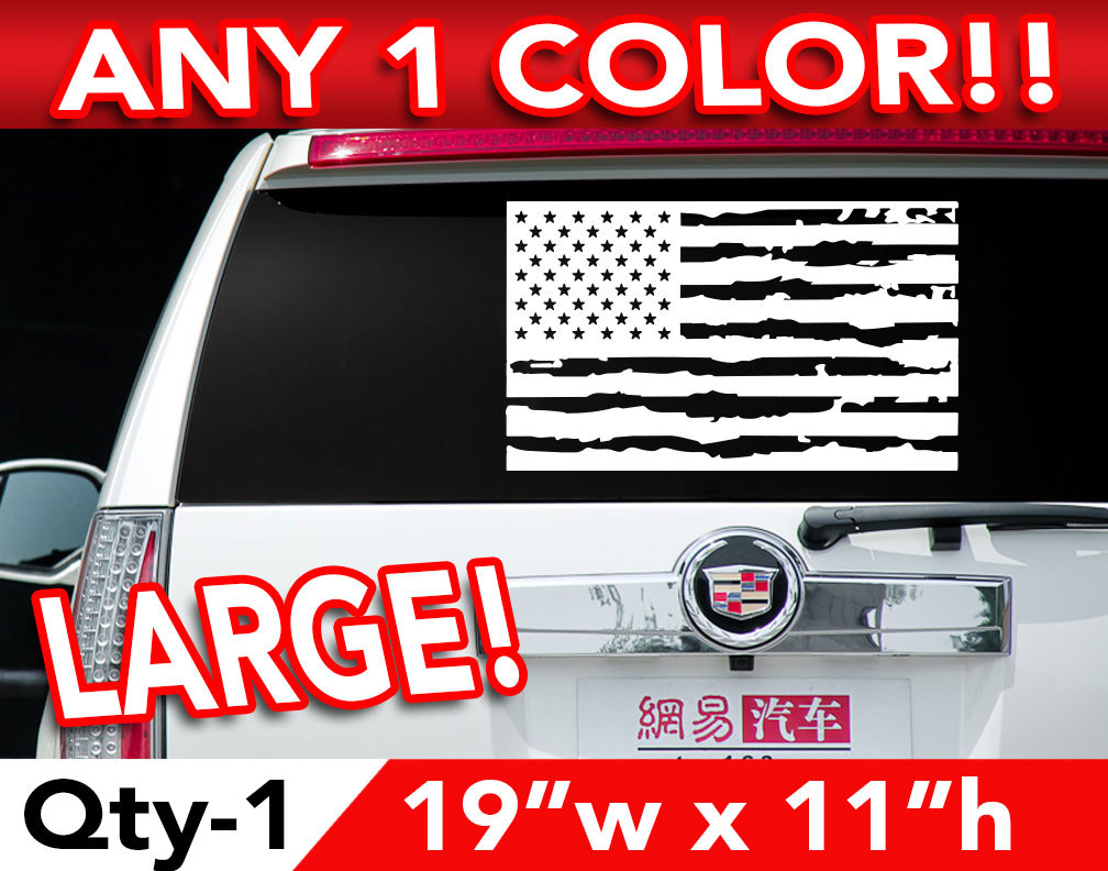 AMERICAN FLAG GRUNGE STYLE LARGE WALL OR WINDOW DECAL STICKER 19"w x 11"h