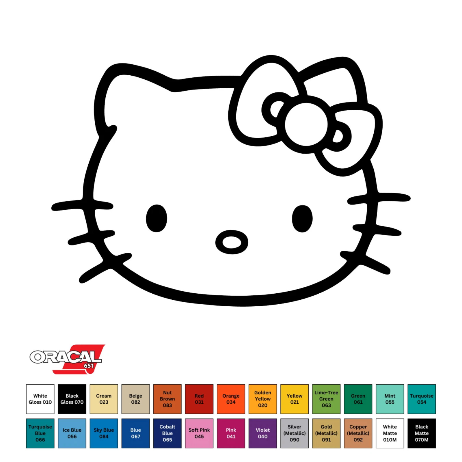 HELLO KITTY Outline Permanent Decal Oracal 651 3" to 12" CHOOSE SIZE & COLOR