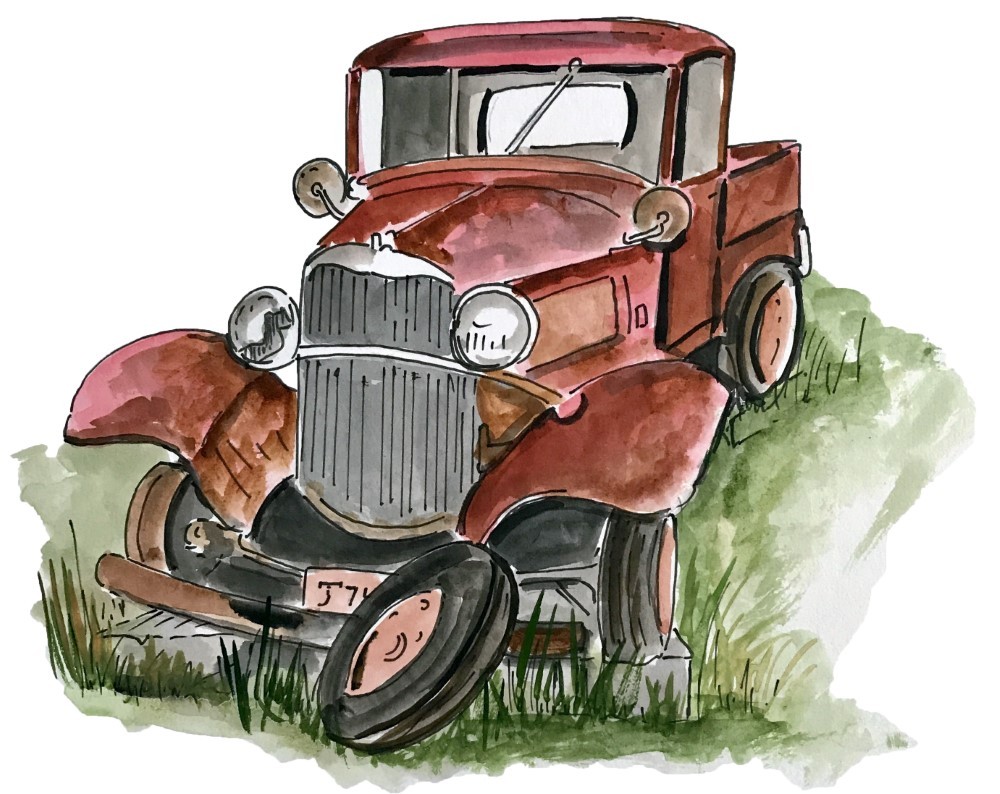 Old Vintage Broken Down Truck High Quality Decal Car Truck Tumbler Laptop Wall