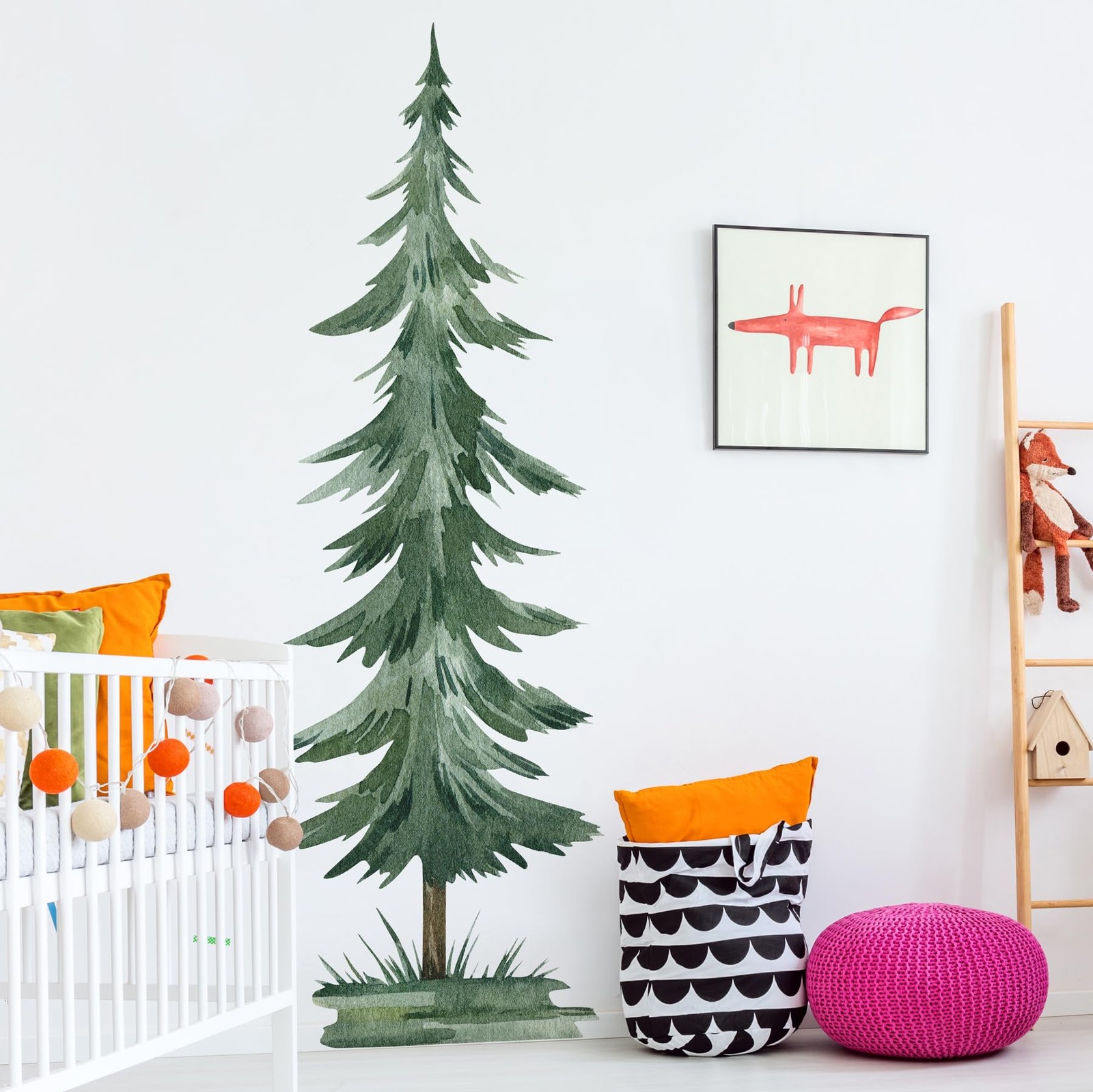 24×70.9 inch Large Pine Tree Wall Decals Removable Peel & Stick Forest Tree W…