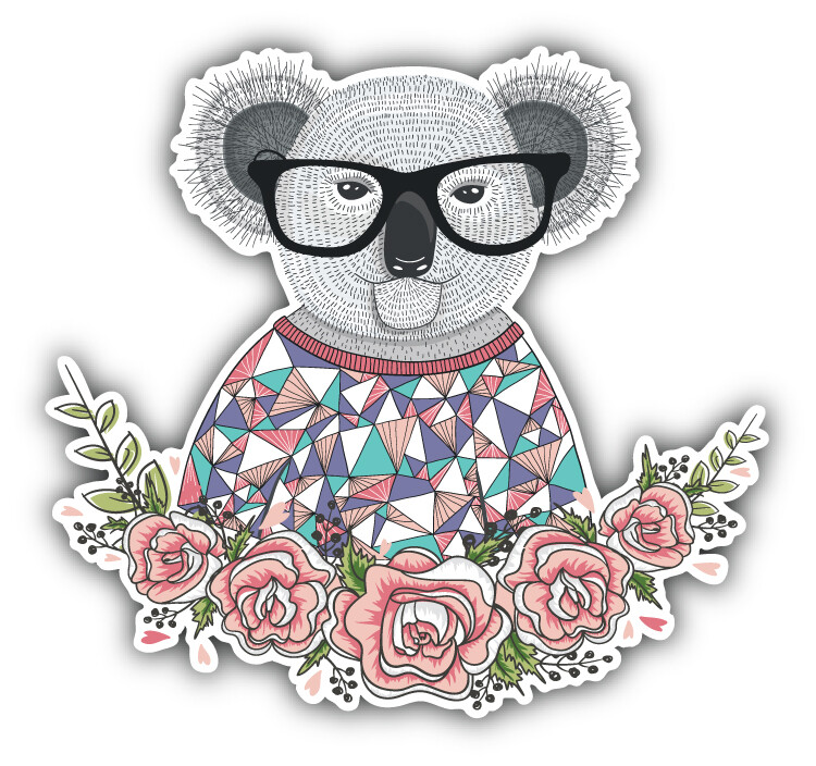 Cute Hipster Koala Car Bumper Sticker Decal