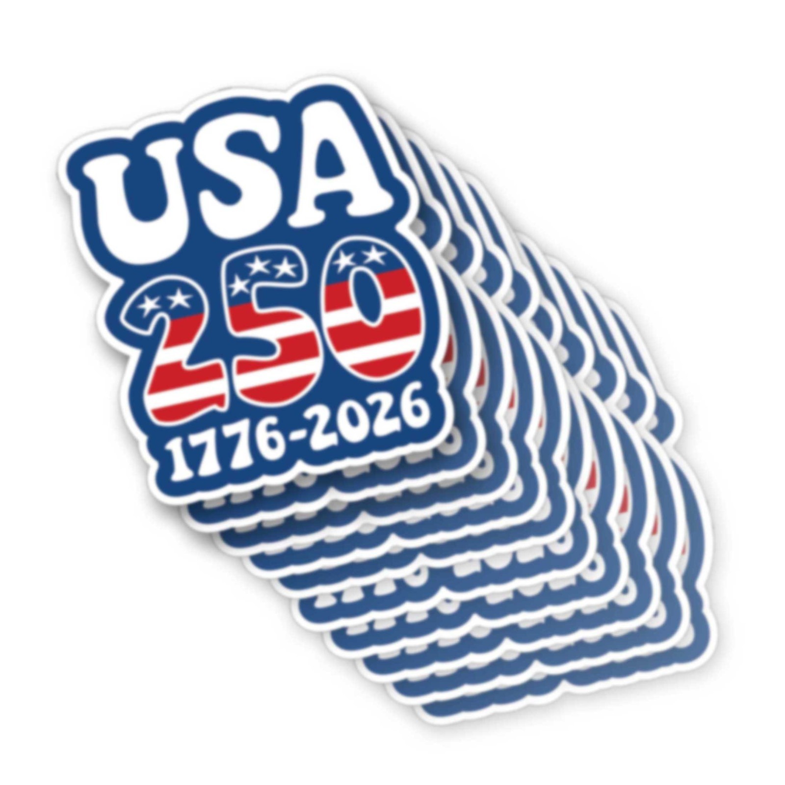 10 PACK Die Cut Stickers – Groovy America, Semiquincentennial, 250 Freedom USA