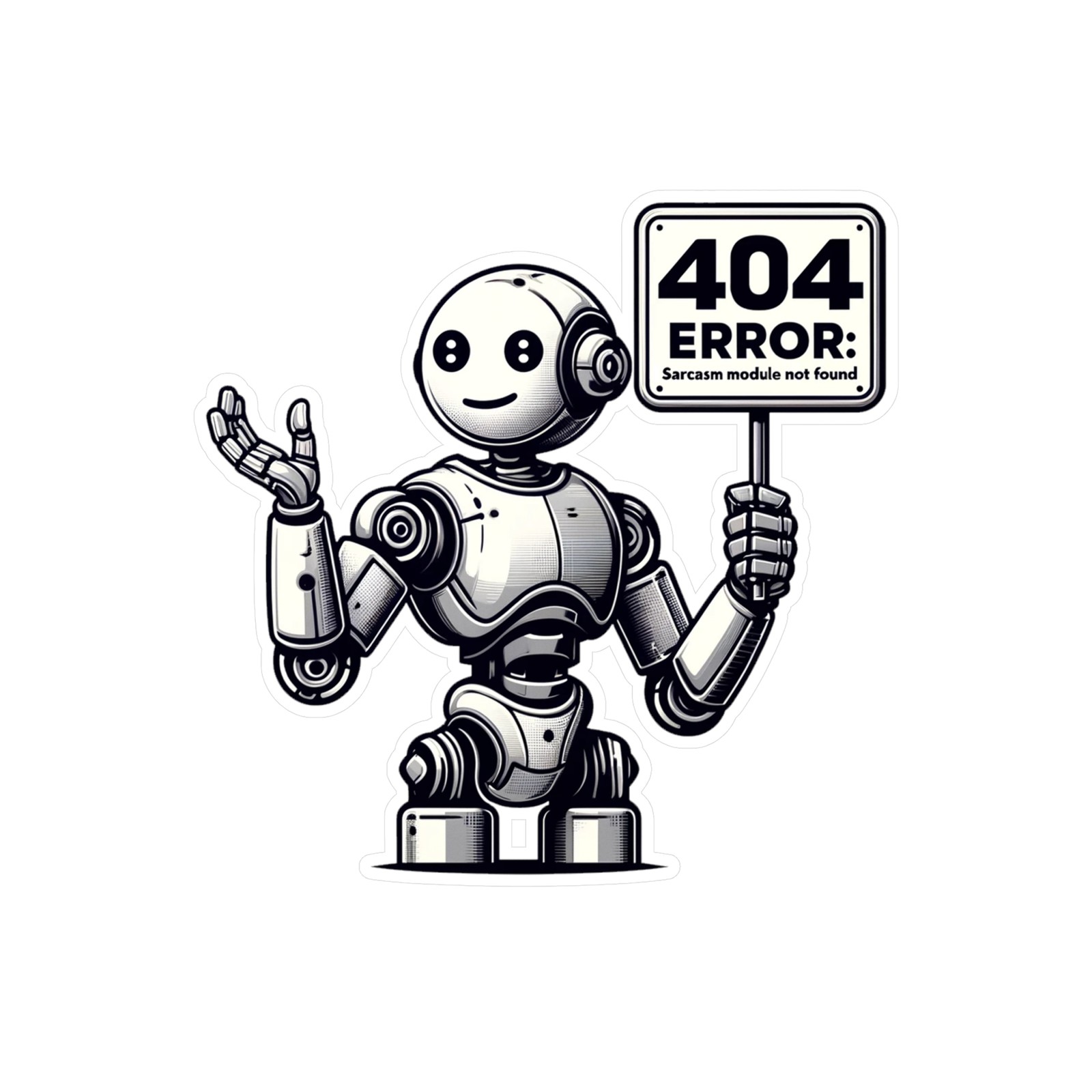 404 Error Robot Sticker Label Decal Vinyl Matte Glossy Tech Humor