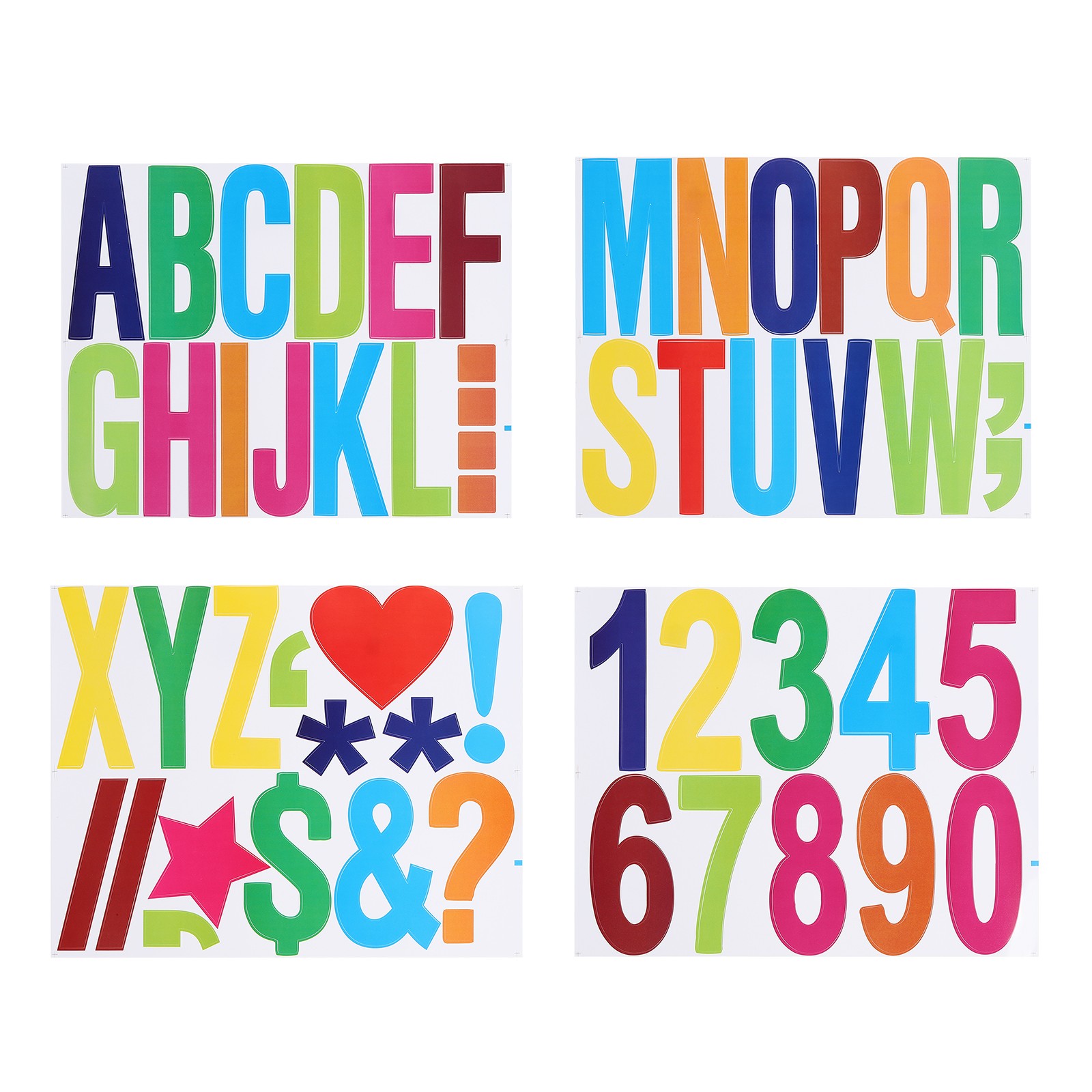 8 Sheet Letters Numbers Kit 4 Inch Adhesive Alphabet Number Sticker Colorful