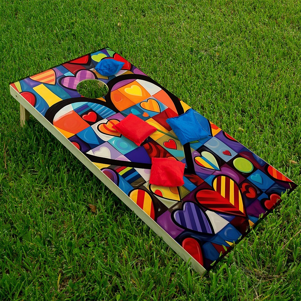 Vinyl Covers Heart to Heart Painting Art Cornhole Wraps Stickers Cornhole Skins