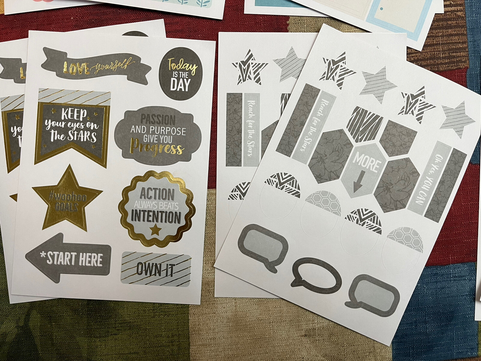 Scrapbook Stickers, Pen and Gear Stickers 4 Sets Of 4 Sheets Per Set. 16 Total