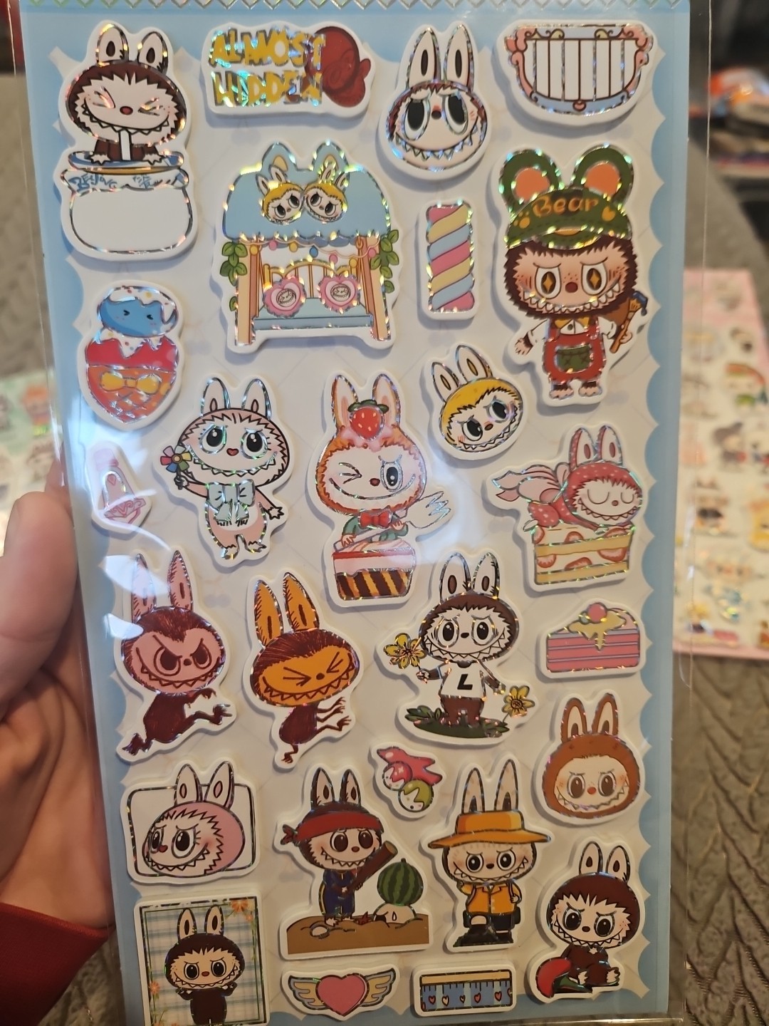 EVA Fashion 2D Foam Labubu Stickers LOT of 3 Different Designs NEW Holographic