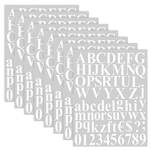 8 Sets 536 Pcs Vinyl Letter Number Stickers Alphabet Large Self 2 Inch White