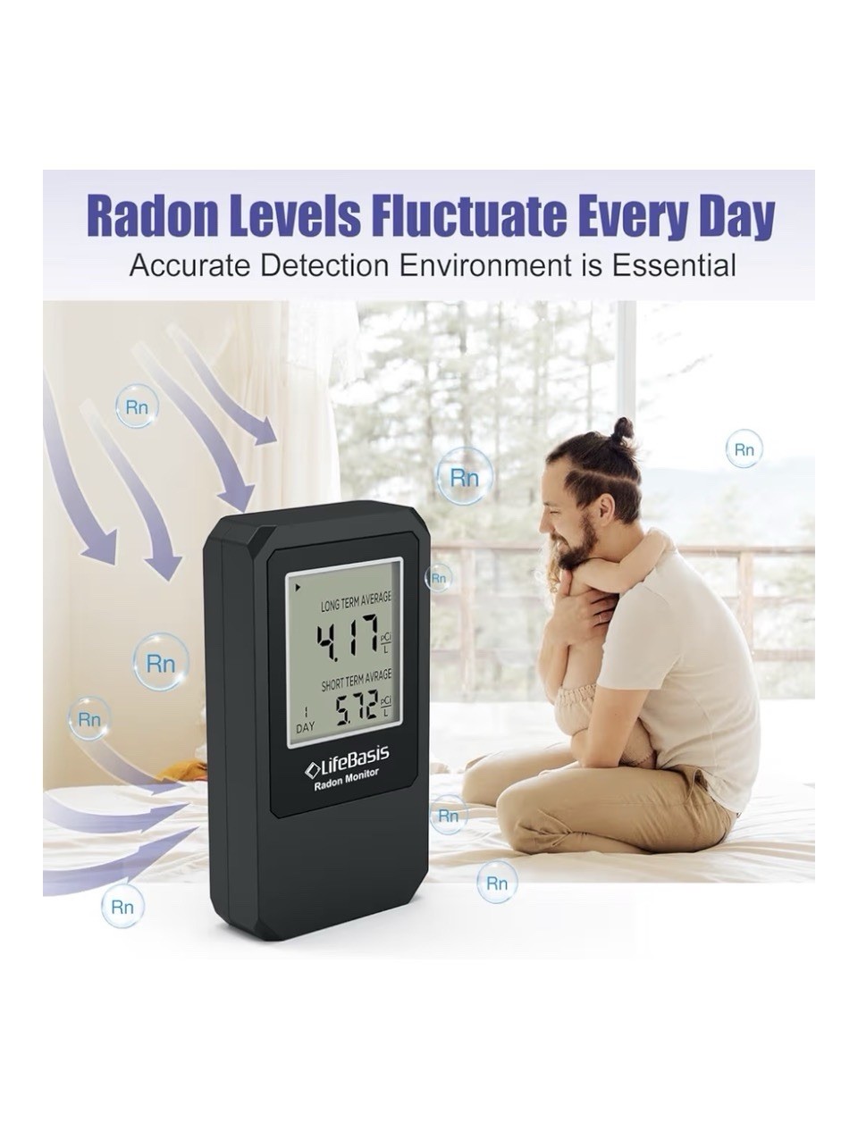 LifeBasis Indoor Air Quality Monitor for Home, Battery Powered Sensor Device