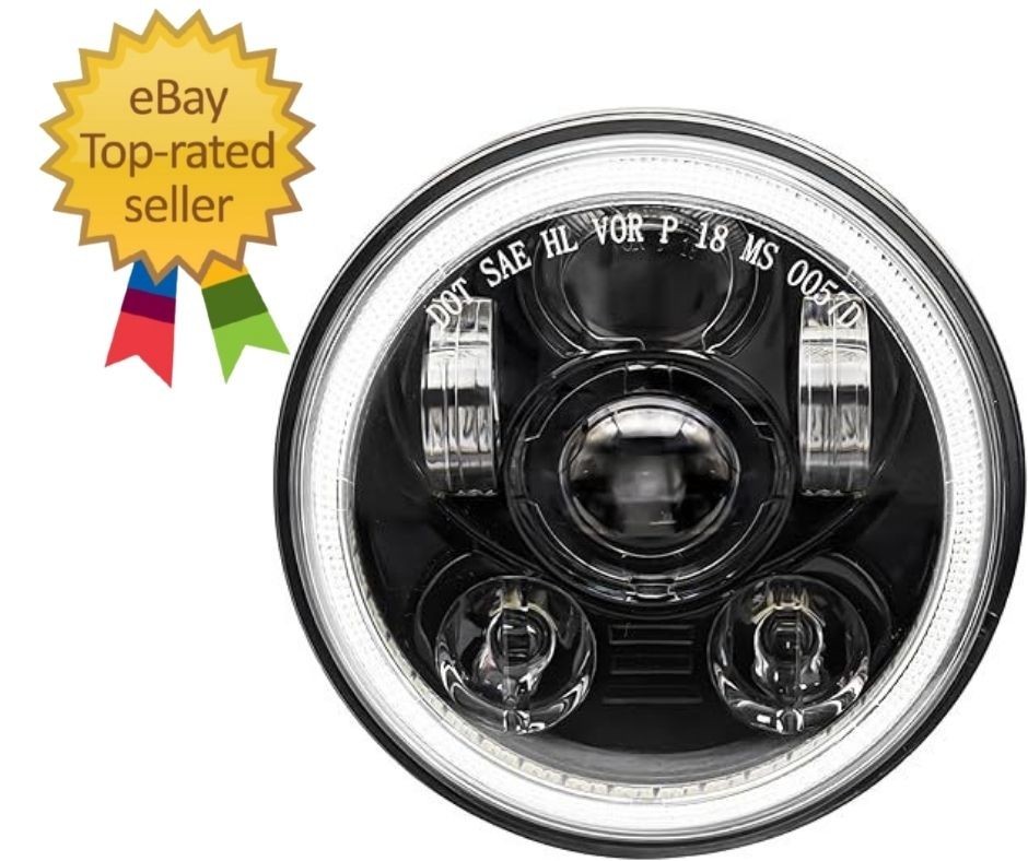 5-3/4 5.75 Inch LED Headlight Halo DRL Compatible with Harley Davidson Dyna Spor
