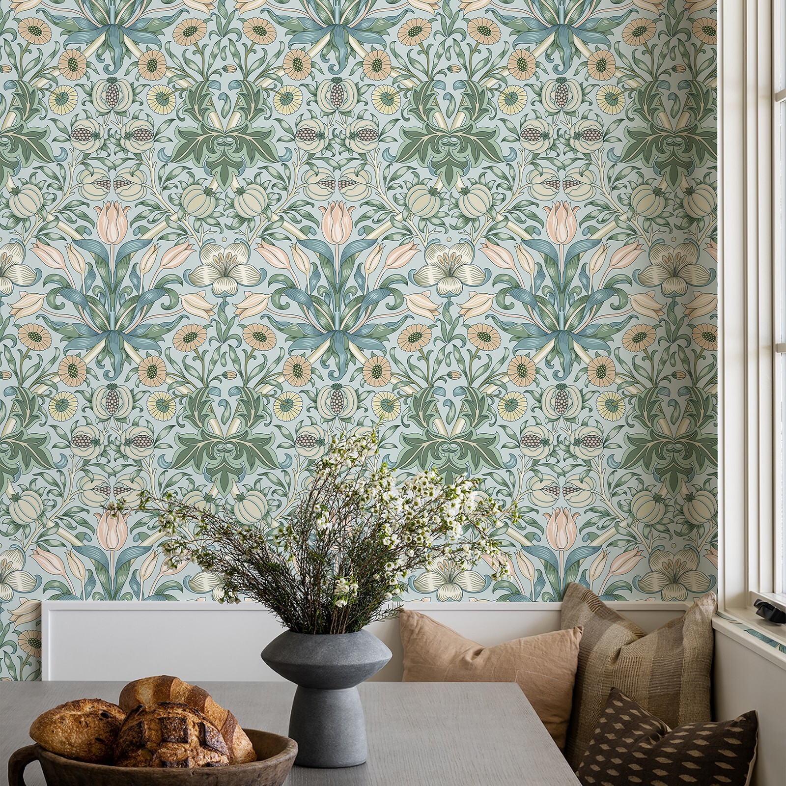Vintage Floral Peel and Stick Wallpaper Pomegranate Flower Sticker 17.3"X400" Ne