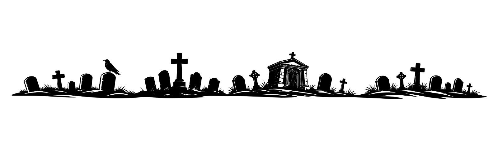Graveyard Wall Decal Gothic Cemetery Scene2 Vinyl Sticker Halloween Decor 24–60"