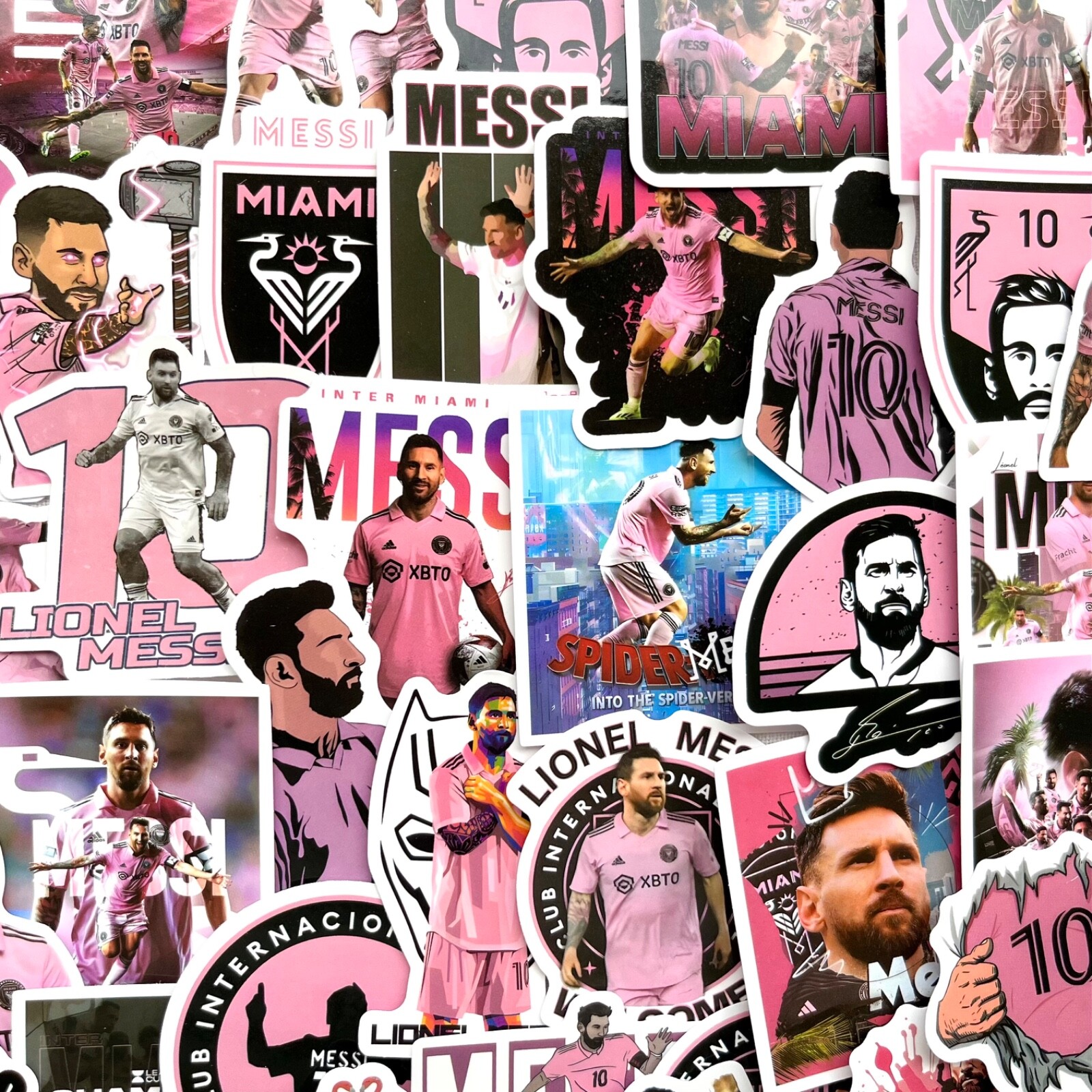 5-50 pcs Messi Inspired Stickers, Miami Pink World Cup Trophy Laptop Car Decals