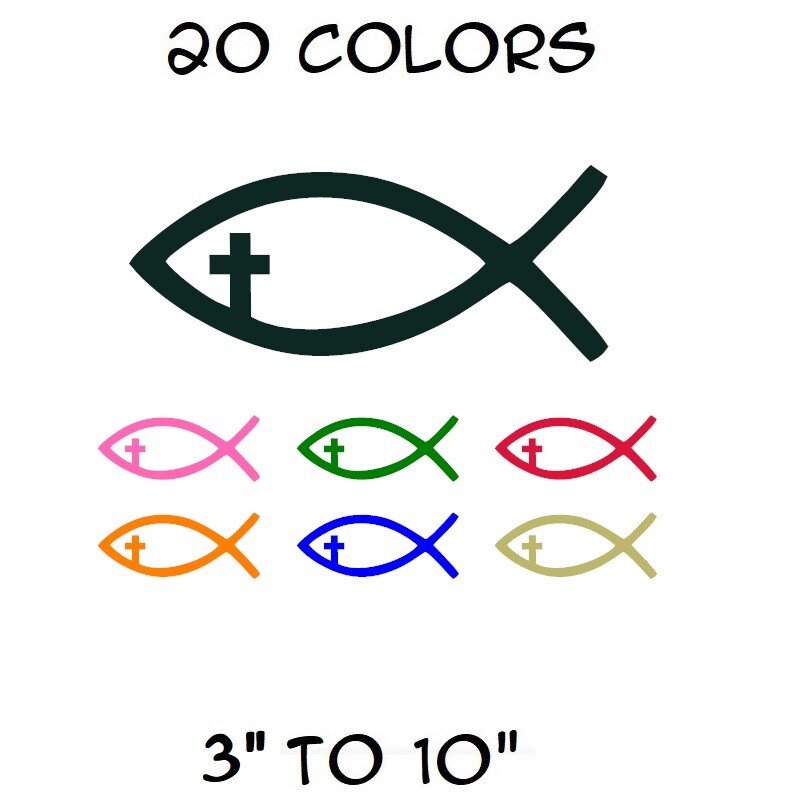 Jesus Fish Sticker Vinyl Decal – Christian God Religion Cross Wall Car Window