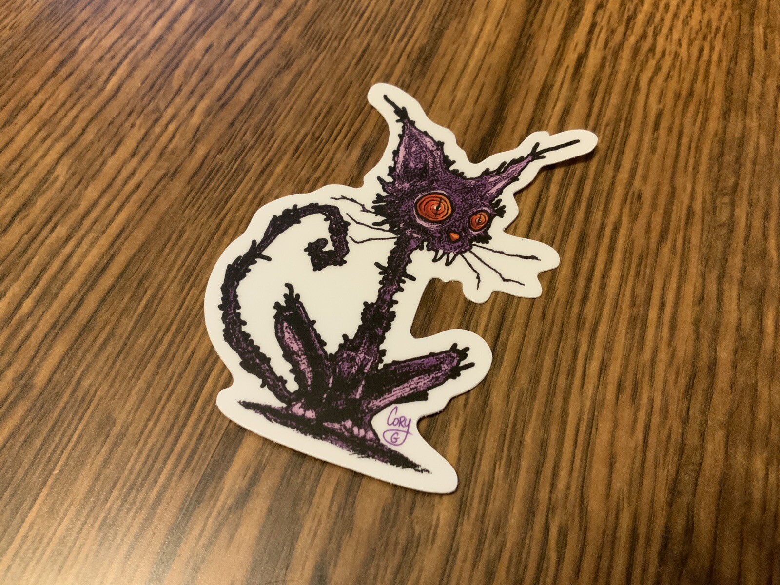 Cat 3” Vinyl Sticker Artist Gray Domain ￼Purple Kitty Black Witch Magic Crazy 69
