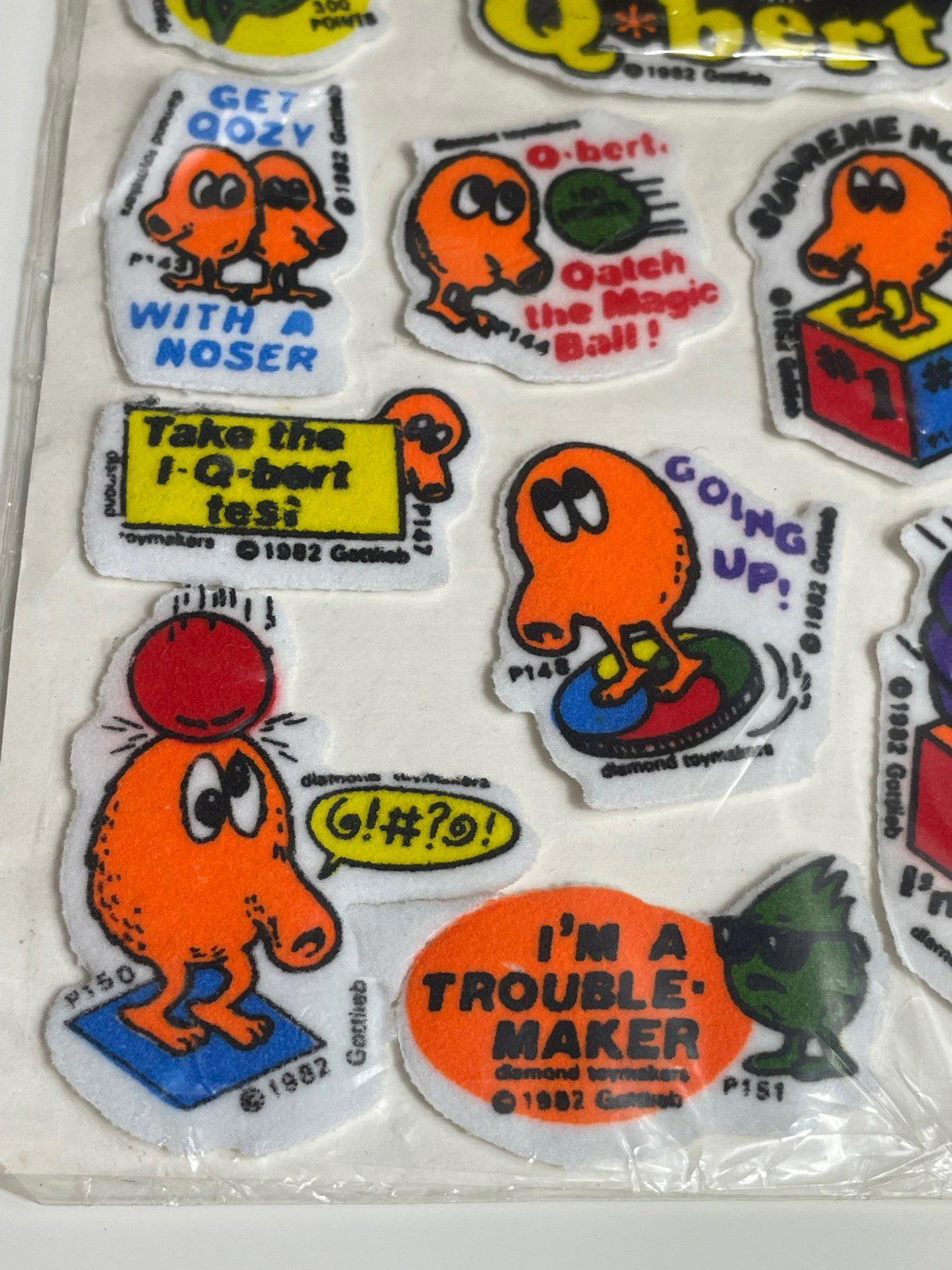 Qbert Atari Vintage 1982 Sealed Puffy Fuzzies Sheet of Stickers