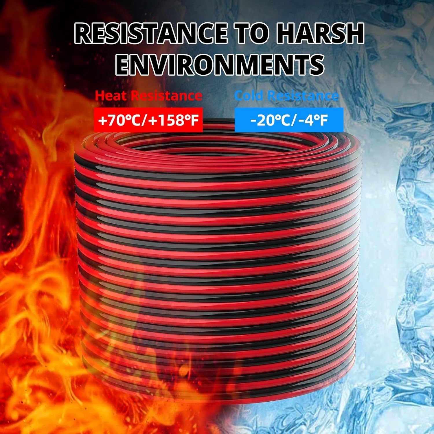 10 Gauge Wire 100FT, 2 Conductors Electrical Wire Red Black Cable, Flexible/Low