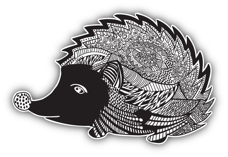 Patterned Hedgehog Car Bumper Sticker Decal "SIZES"