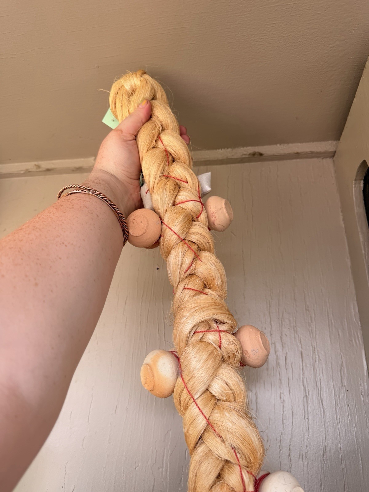 Blonde Synthetic Braided Hair Extension Braid w/ Mini Baskets & Doll Charm