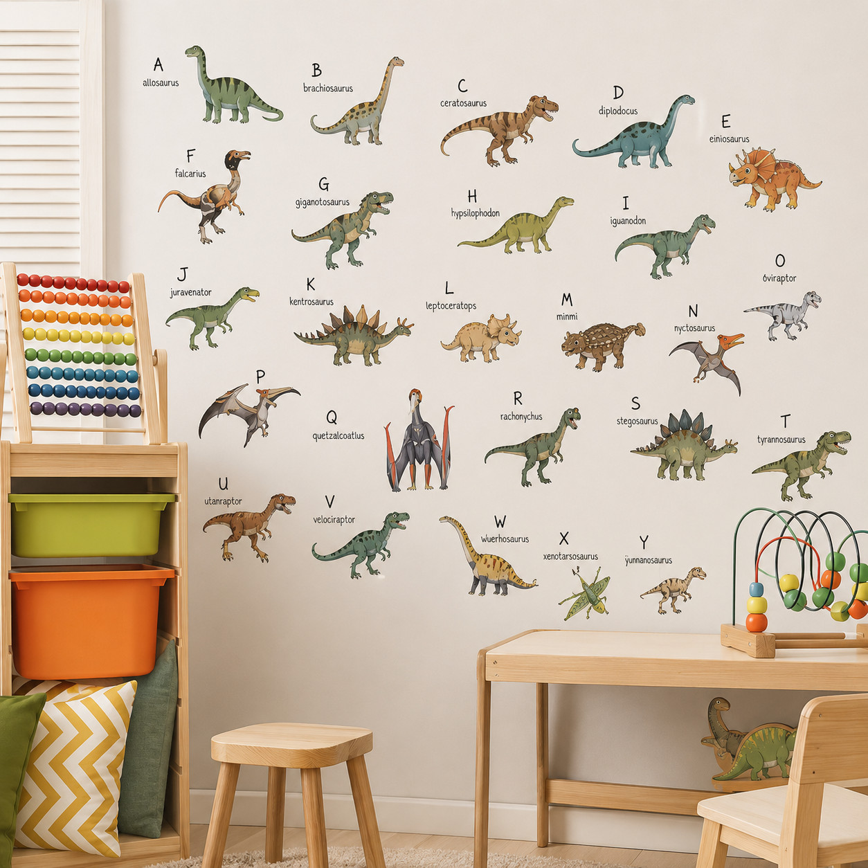 Dinosaur Alphabet Wall Stickers Kids Room Dinosaur Playroom Wall Decor Stickers