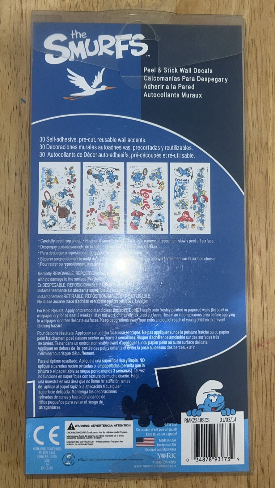 York Wall Covering The Smurfs 30 Wall Decorations New Seal Pack