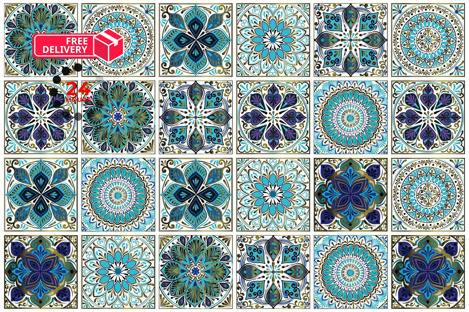 24Pcs Peel and Stick Tile Stickers, 4×4 Bathroom & Kitchen Backsplash Ts-104