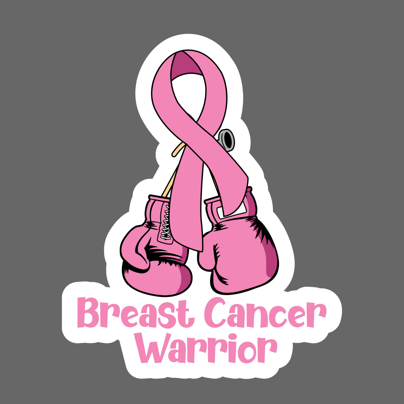 Breast cancer sticker vinyl decal warrior boxing gloves pink ribbon