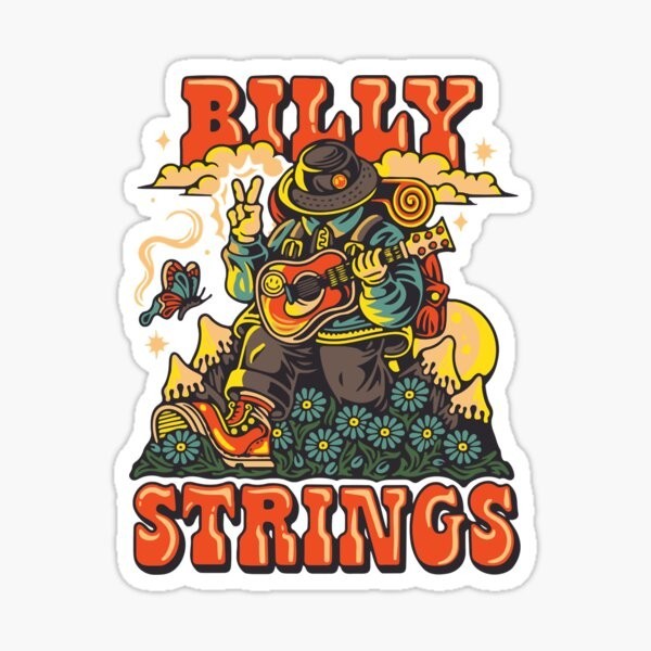Billy Strings ~ 2" Vinyl Sticker ~ Acoustic Guitar Patriotic Bluegrass Pickin