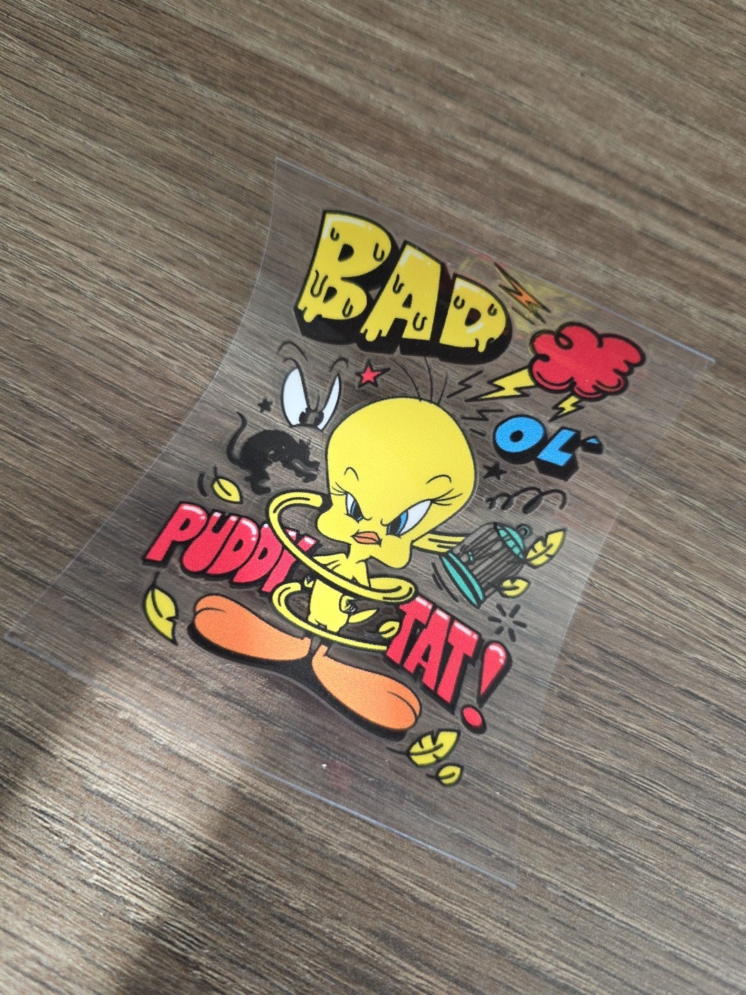 Funny Retro Looney Tune UV DTF Raised Decal Sticker Tweety Waterproof Laptop