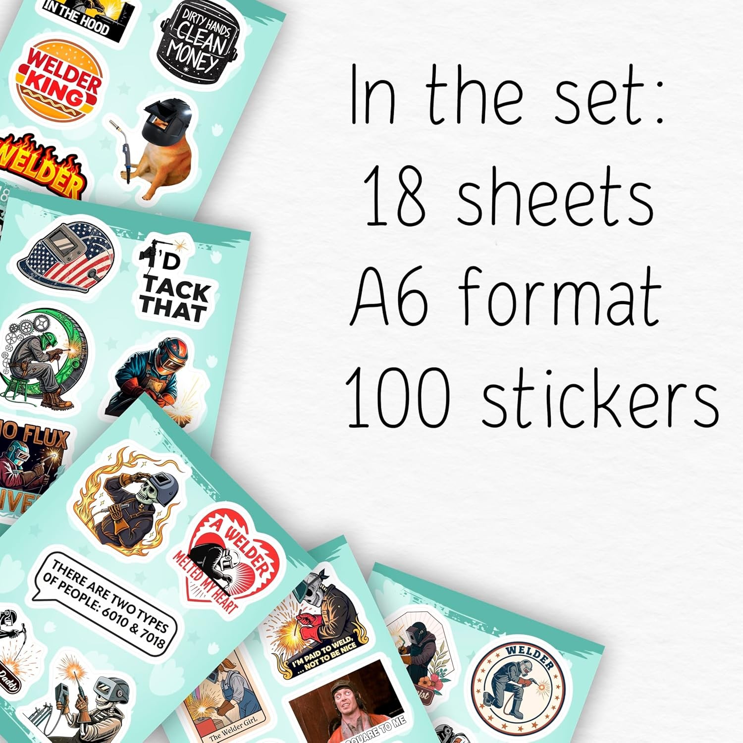 100 Welding Stickers Pack for Helmets, Laptops & Water Bottles – 100 Pcs
