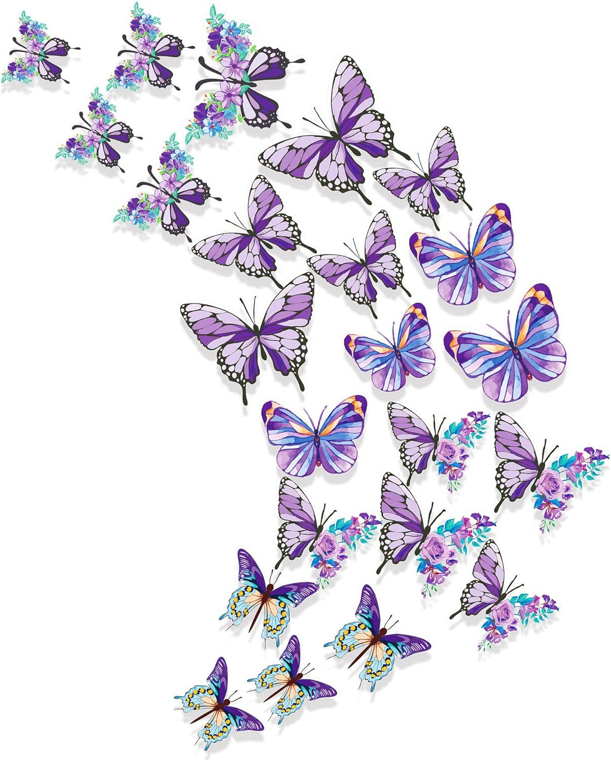 pinkblume Floral Purple Butterfly Decorations Stickers Flower