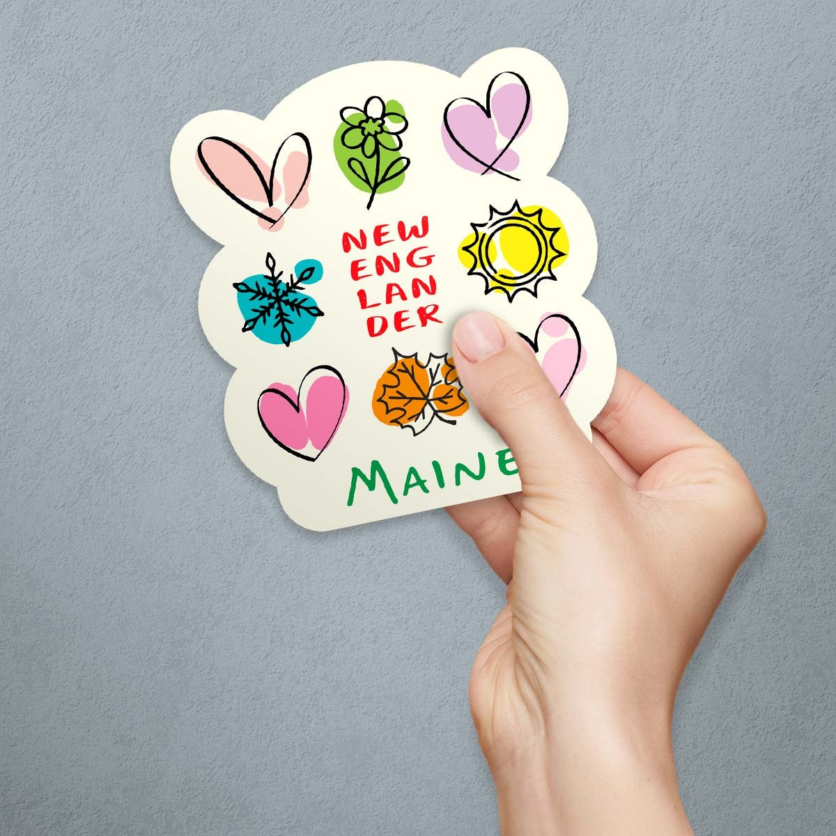 Vinyl Sticker, New Englander Four Seasons Die-Cut Decal, Choose NE State