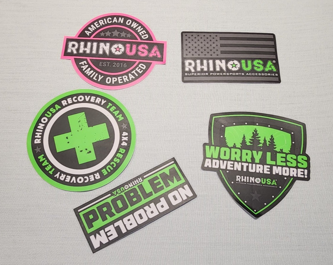 5 Different Rhino USA Decals Stickers Recovery Team 4×4, Worry Less, No Problem