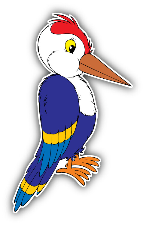 Woodpecker Cartoon Car Bumper Sticker Decal