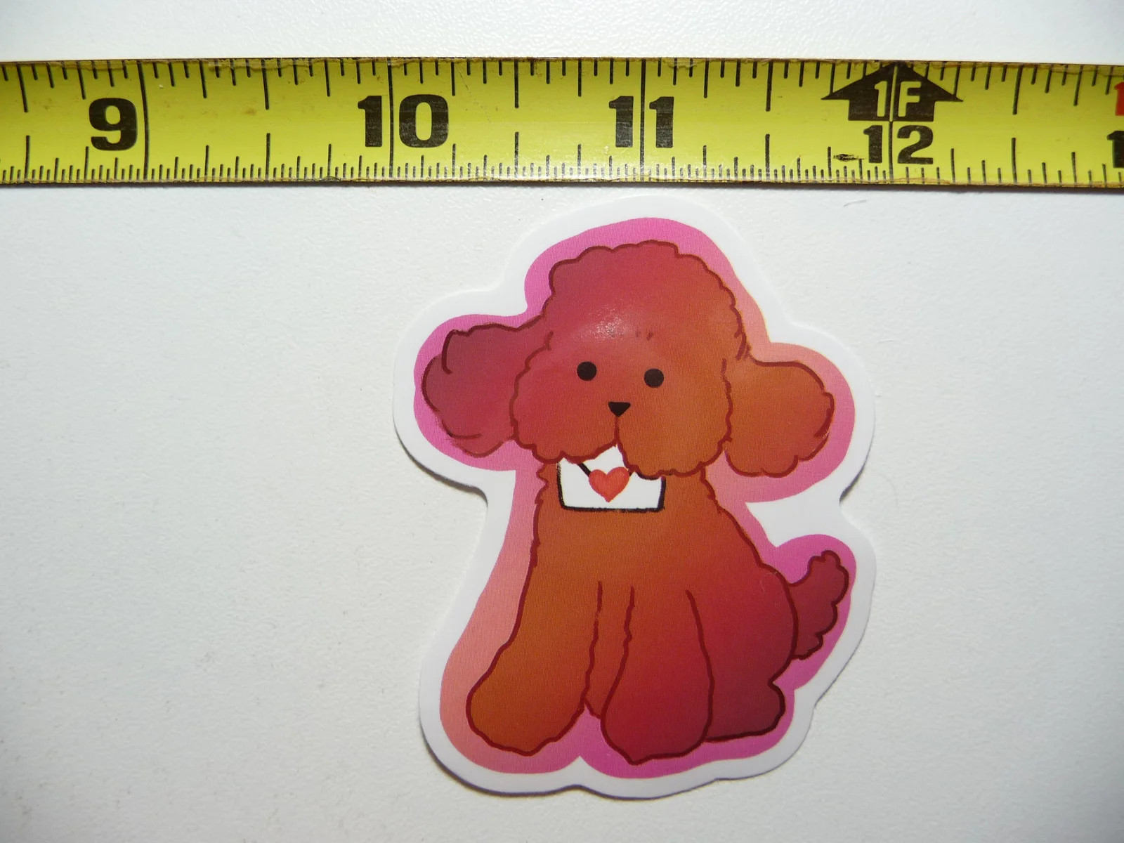POODLE DOG VALENTINES CARD SMALL STICKER DECAL FAMILY MOM DAD SON DAUGHTER