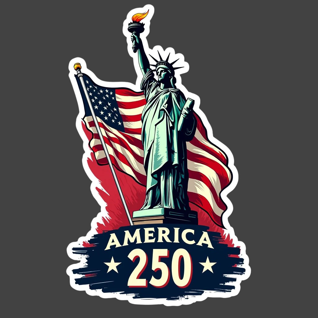 250 Years Sticker Vinyl Decal Statue Liberty America Patriotic USA Flag