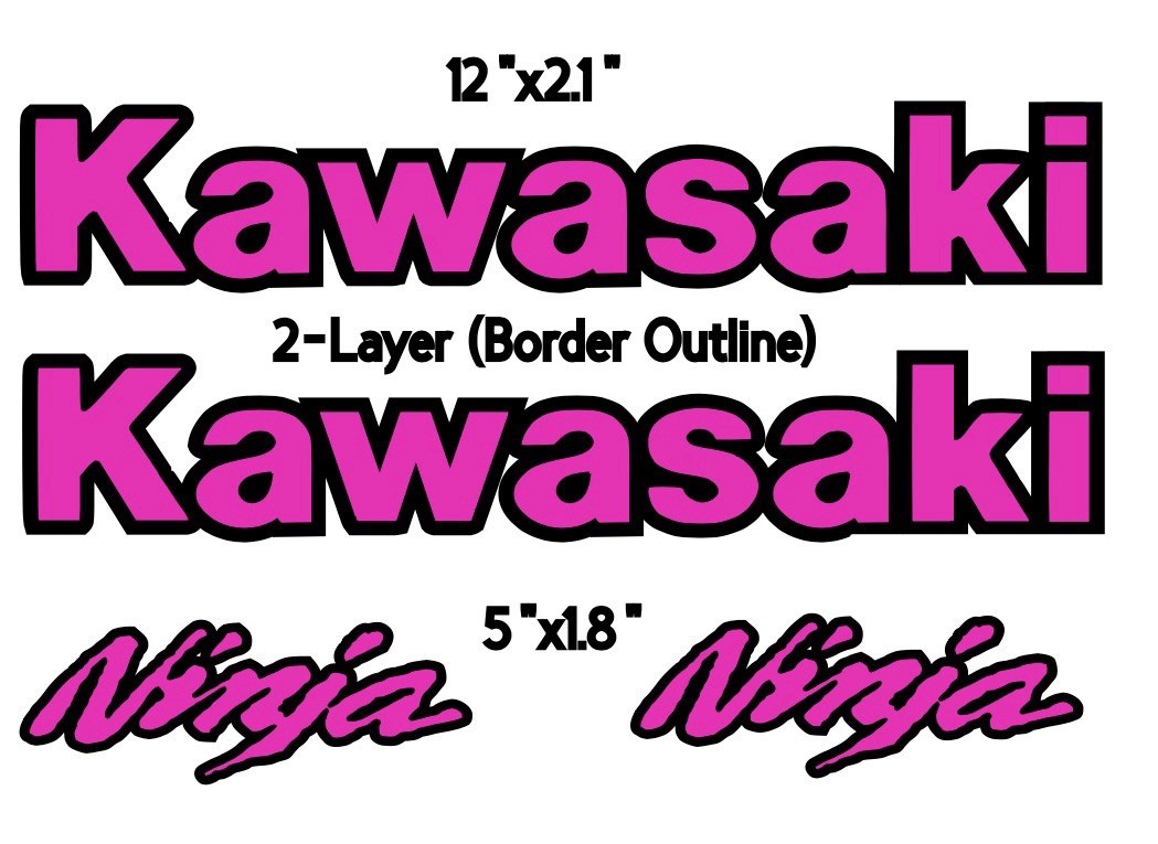 Custom Kawasaki Ninja 2-Layer Die Cut Vinyl Decal Set (Specs In Description)