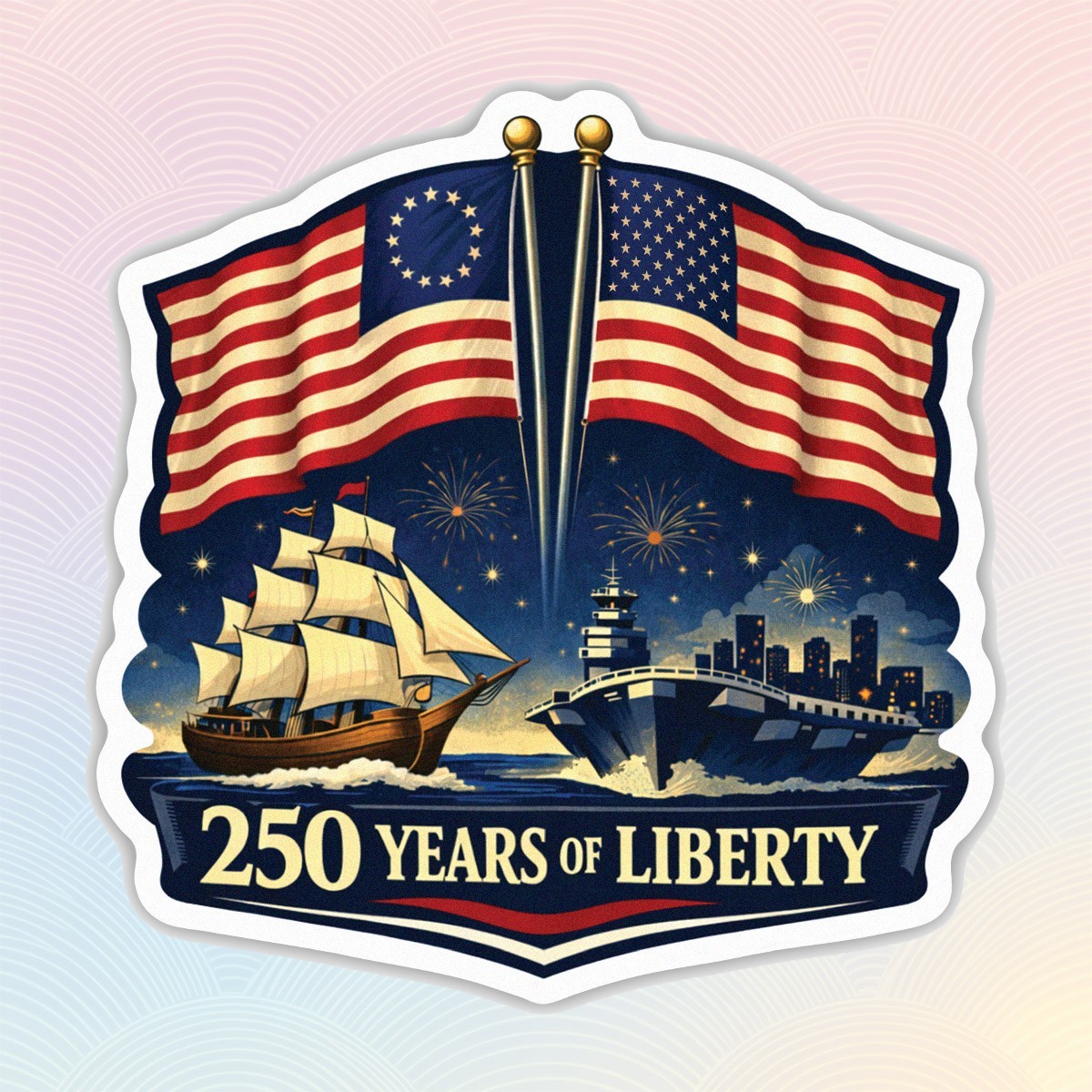 250th Anniversary of USA Decal 250 Years Of Liberty Patriotic Flag Decal Size 5"