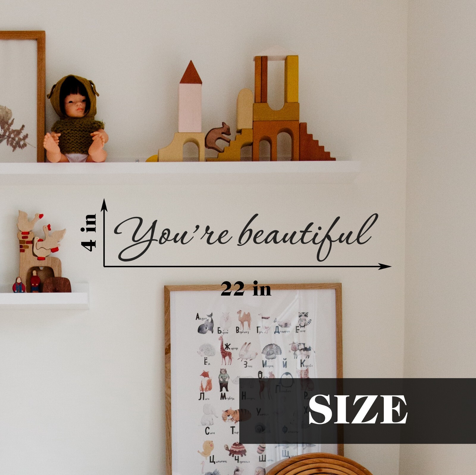 You're beautiful wall decal love quote sticker for bedroom bathroom 22×4 inches