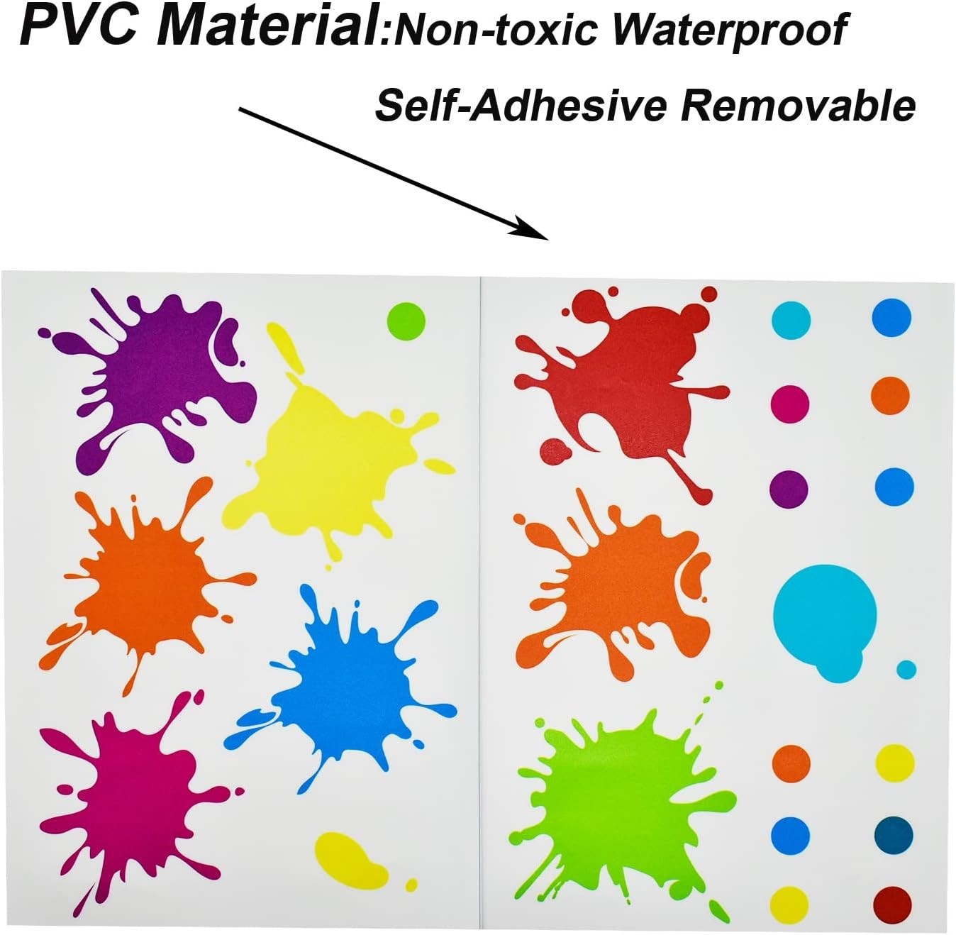 Colorful Paint Splatter Wall Sticker Decal 47×47 Inch Kids Room Art Decor