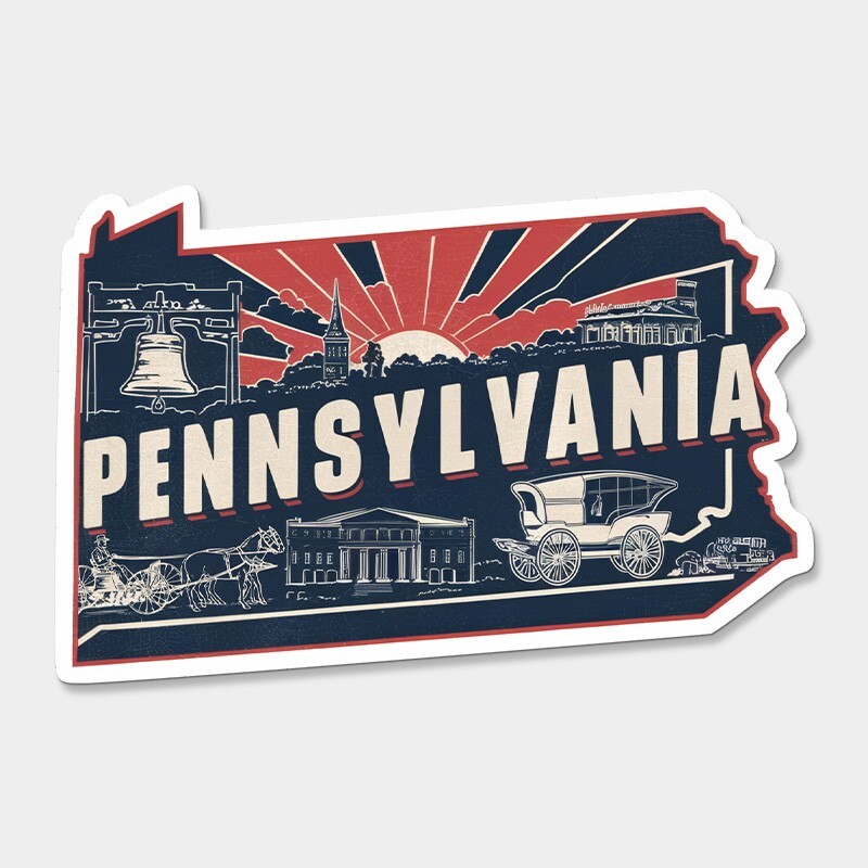 Pennsylvania State Printed Sticker Vinyl Decal USA PA United States Car Window