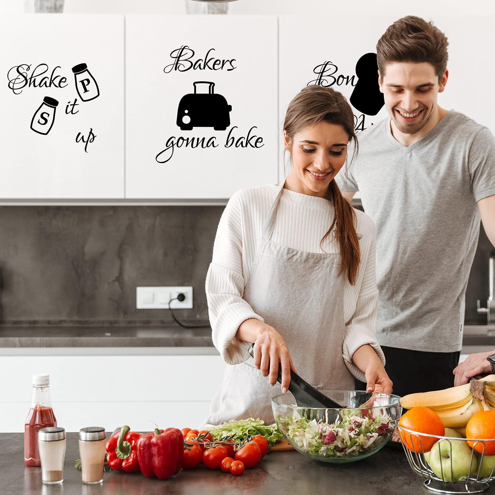 3 Pcs Kitchen Wall Stickers Kitchen Quotes Wall Decals with Funny Lettering V…
