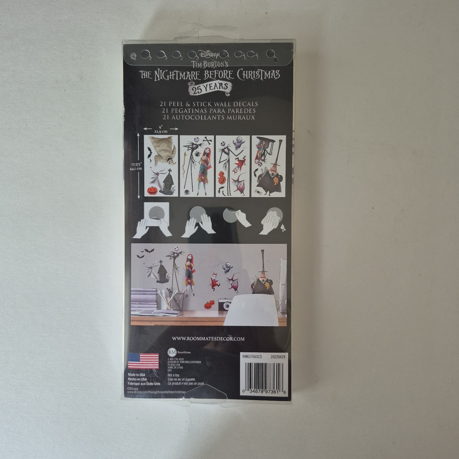 RoomMates 21 Piece Peel and Stick Nightmare Before Christmas Wall Decals NEW