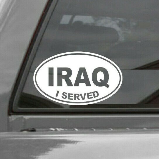 I Served Sticker Vinyl Decal Veteran War EURO OVAL Window Decal IRAQ