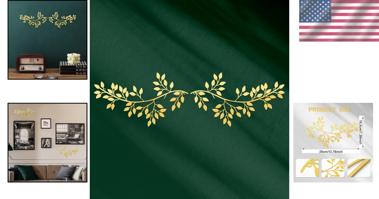 Metal Leaf Wall Decor Set – Classic Gold Scrolled Sculpture for Any Room