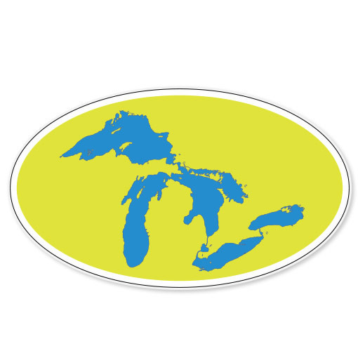 Great Lakes Michigan Superior Lake Travel Oval car bumper sticker 5" x 3"