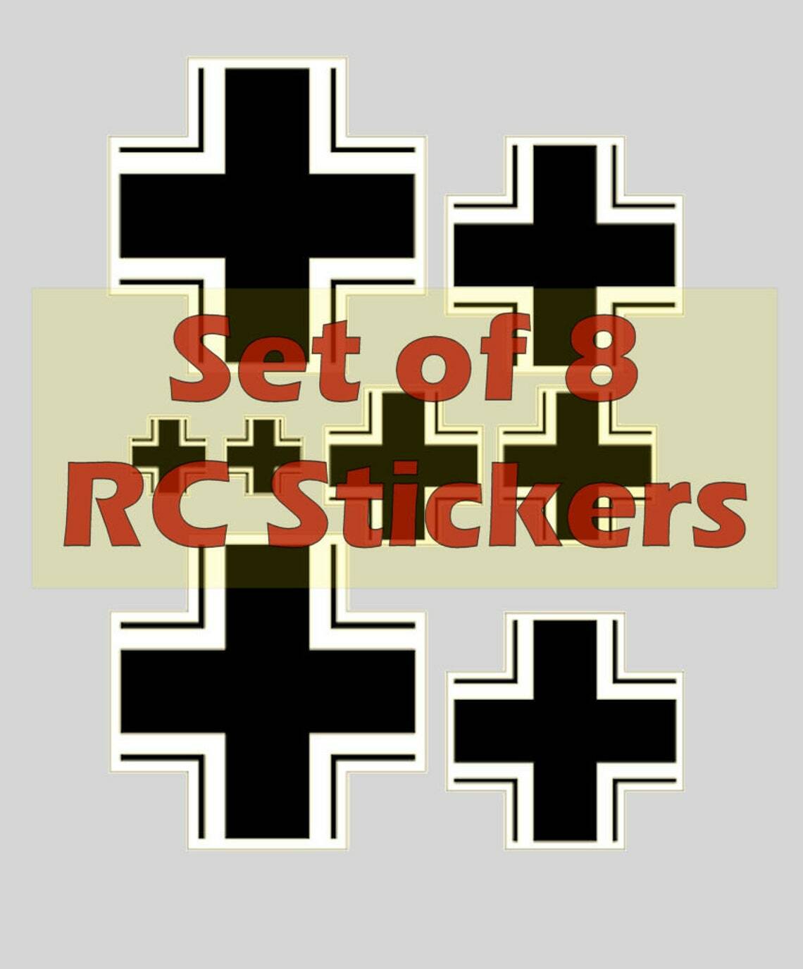 German Balkin Balkenkreuz Iron Cross Peel & Stick Stickers RC Planes – Set of 8
