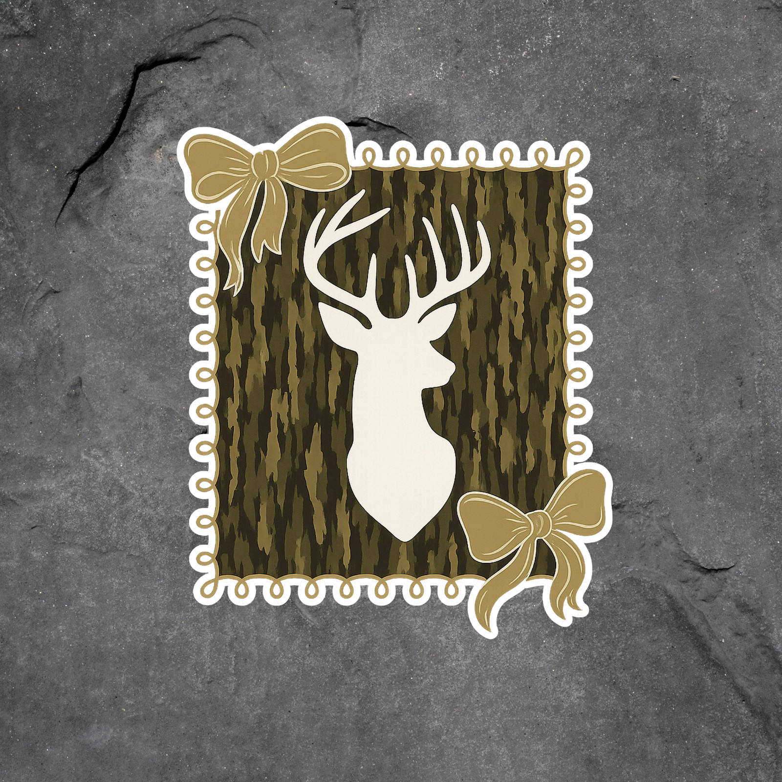 Deer Camo Bow Frame sticker vinyl decal hunting deer silhouette rustic